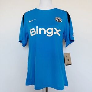 Nike Chelsea FC Strike Soccer Jersey Mens Size Large Slim Fit Blue White